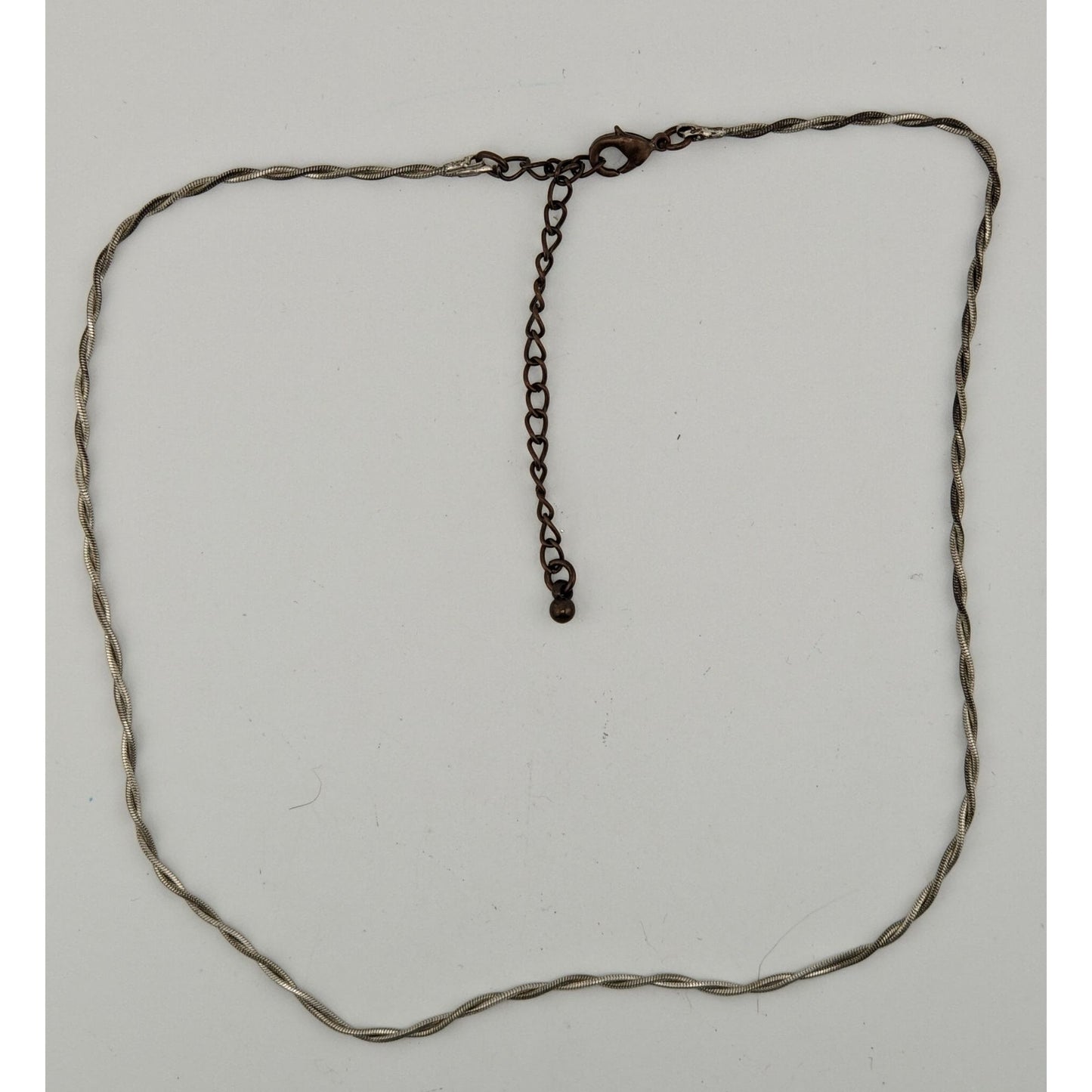 Dual Twisted Silver Tone Necklace With Lobster Clasp
