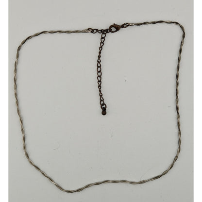 Dual Twisted Silver Tone Necklace With Lobster Clasp