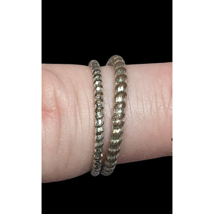 Casual Textured Silver Tone Fashion Ring Set Size 7 (2)