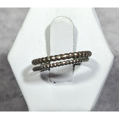 Casual Textured Silver Tone Fashion Ring Set Size 7 (2)