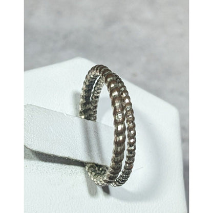Casual Textured Silver Tone Fashion Ring Set Size 7 (2)