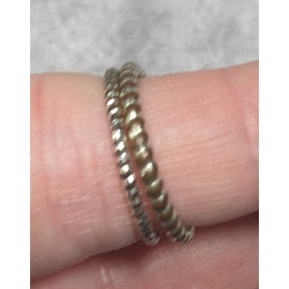 Casual Textured Silver Tone Fashion Ring Set Size 7 (2)