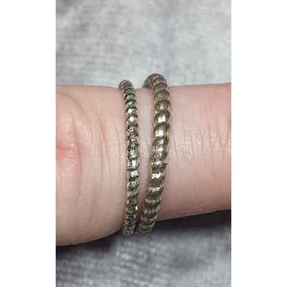 Casual Textured Silver Tone Fashion Ring Set Size 7 (2)