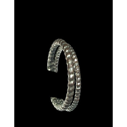 Casual Textured Silver Tone Fashion Ring Set Size 7 (2)