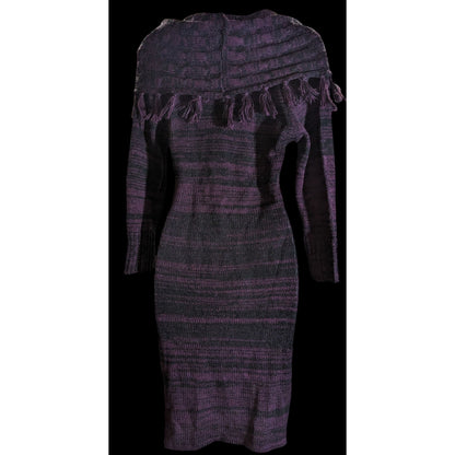 Ronni Nicole Cowl Neck Dress Black Purple Witchy Goth Knit