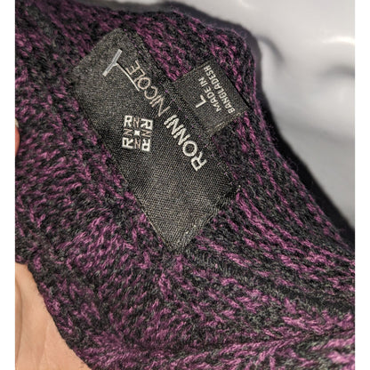 Ronni Nicole Cowl Neck Dress Black Purple Witchy Goth Knit