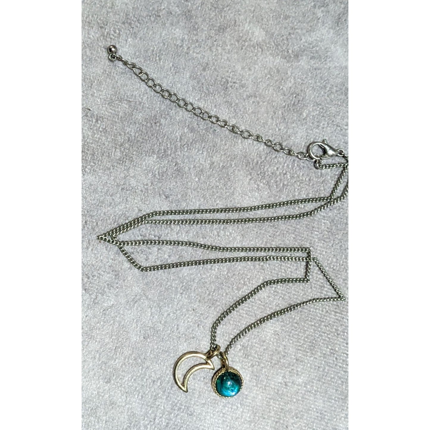 Minimalist Green Moon Charm Pendant Necklace