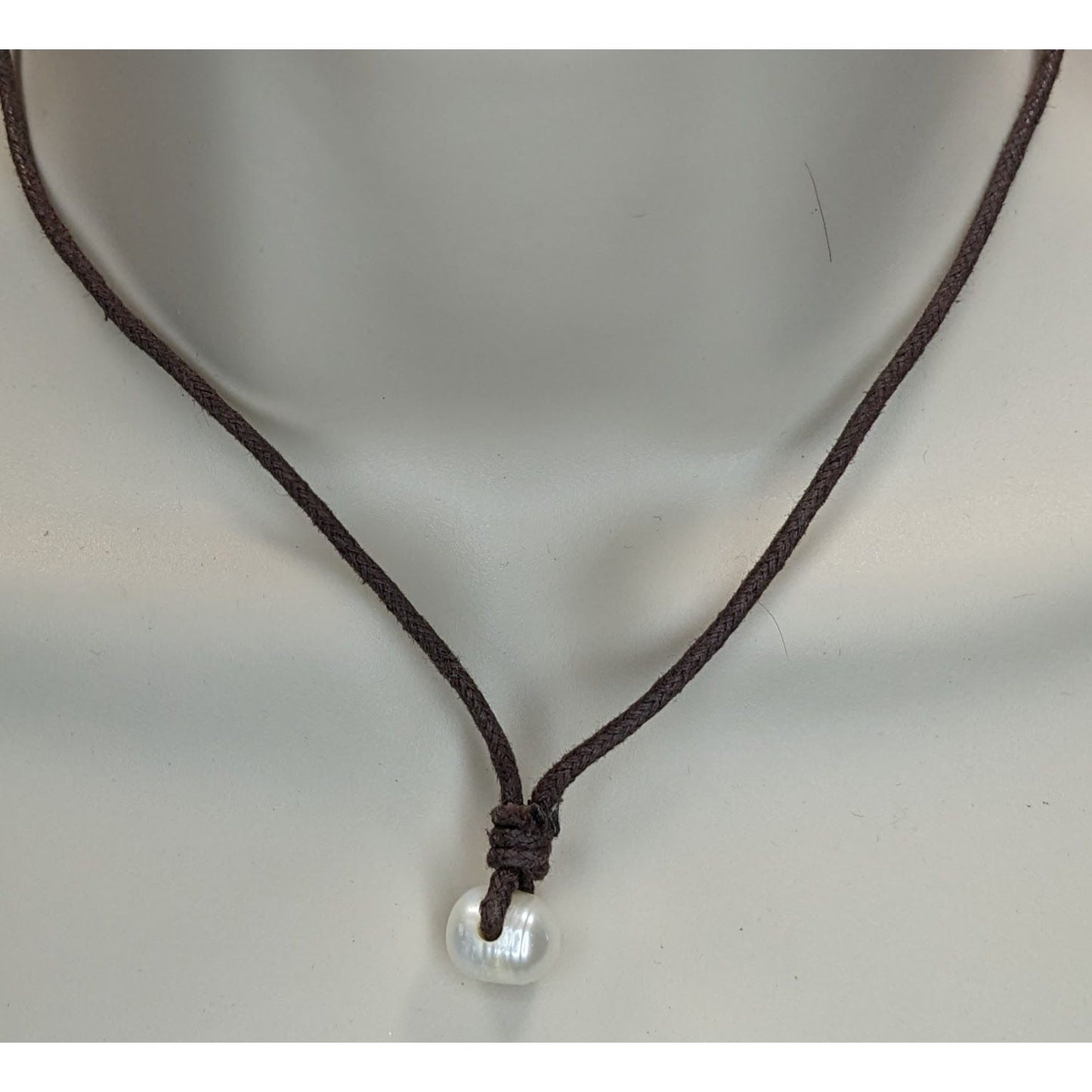 Freshwater Baroque Cultured Pearl Cord Choker Necklace Brown White Minimalist Mermaidcore