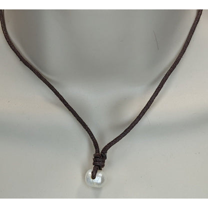 Freshwater Baroque Cultured Pearl Cord Choker Necklace Brown White Minimalist Mermaidcore