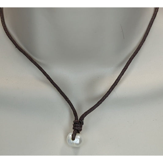 Freshwater Baroque Cultured Pearl Cord Choker Necklace Brown White Minimalist Mermaidcore