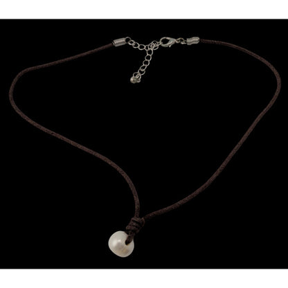 Freshwater Baroque Cultured Pearl Cord Choker Necklace Brown White Minimalist Mermaidcore