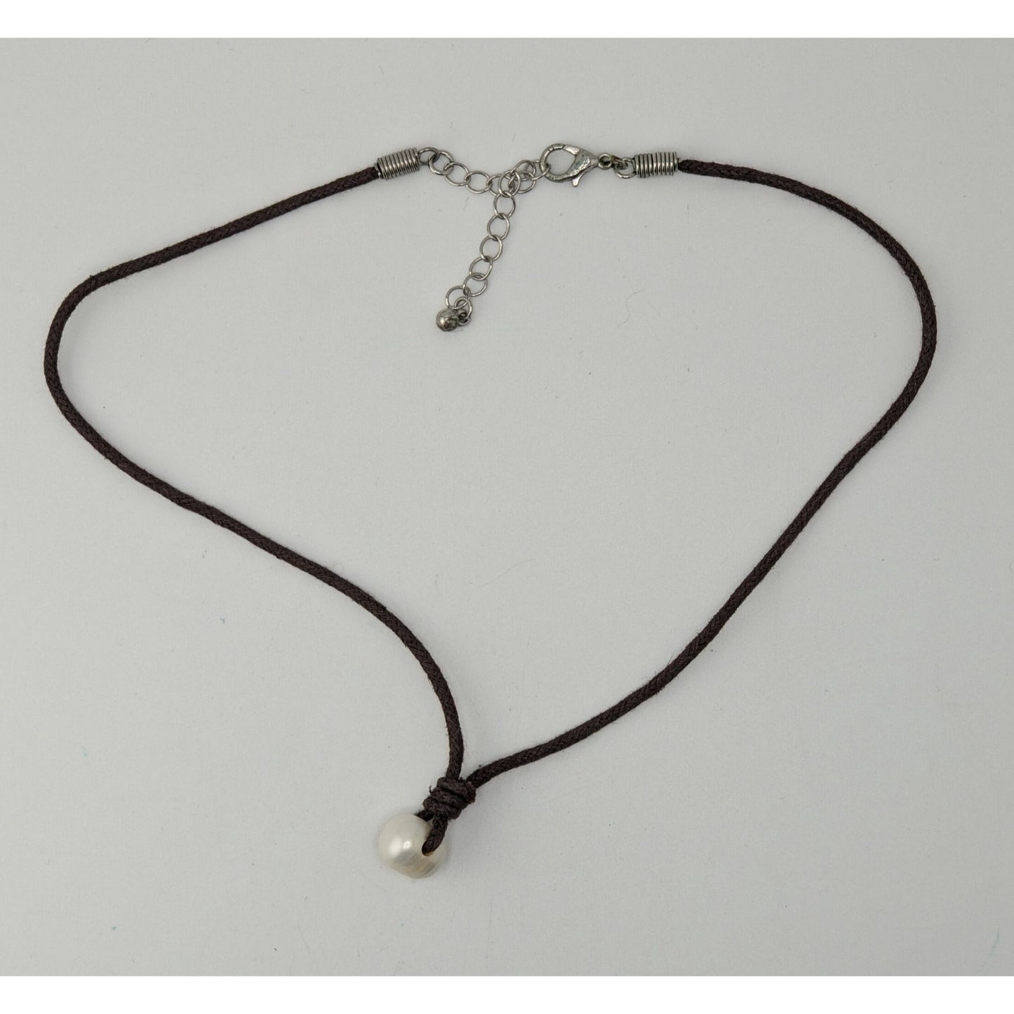 Freshwater Baroque Cultured Pearl Cord Choker Necklace Brown White Minimalist Mermaidcore