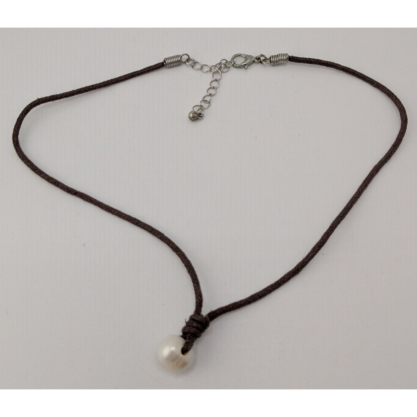 Freshwater Baroque Cultured Pearl Cord Choker Necklace Brown White Minimalist Mermaidcore