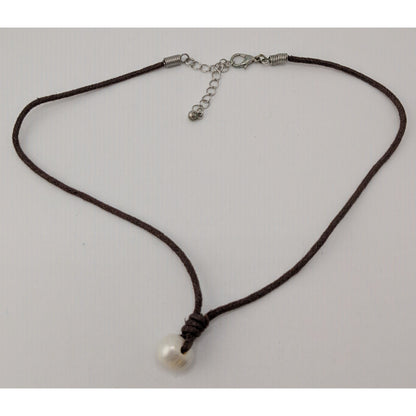 Freshwater Baroque Cultured Pearl Cord Choker Necklace Brown White Minimalist Mermaidcore