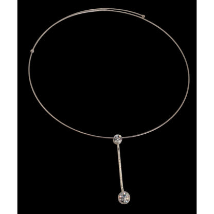 Minimalist Y2K Glam Rhinestone Drop Silver Tone Collar Necklace
