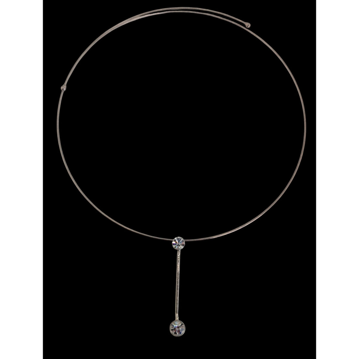 Minimalist Y2K Glam Rhinestone Drop Silver Tone Collar Necklace