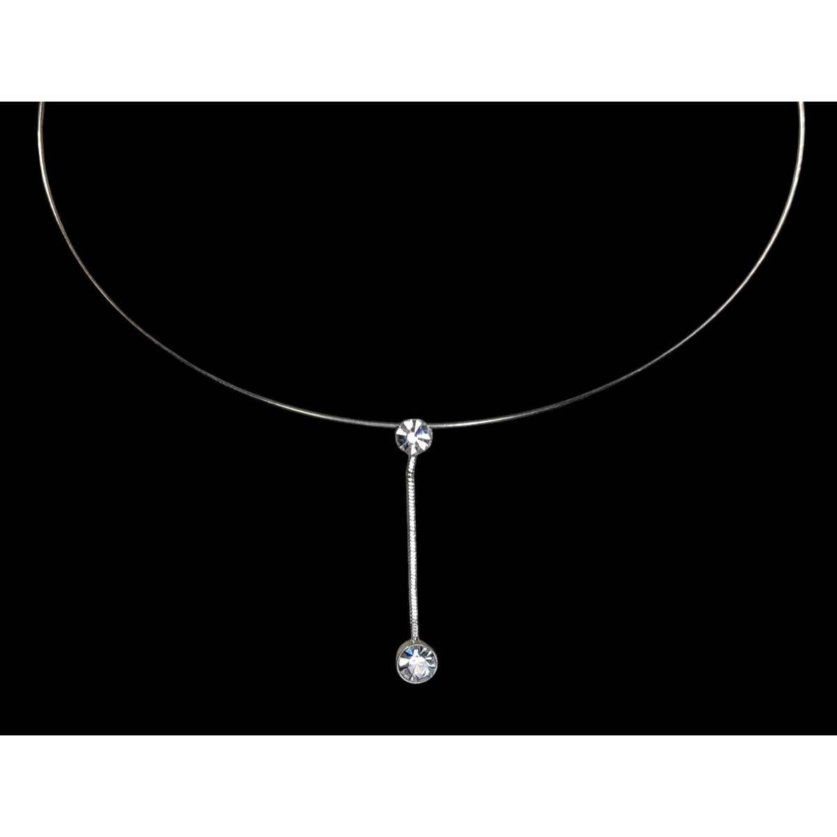 Minimalist Y2K Glam Rhinestone Drop Silver Tone Collar Necklace