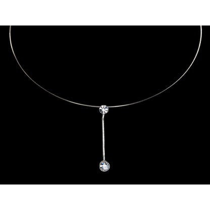 Minimalist Y2K Glam Rhinestone Drop Silver Tone Collar Necklace