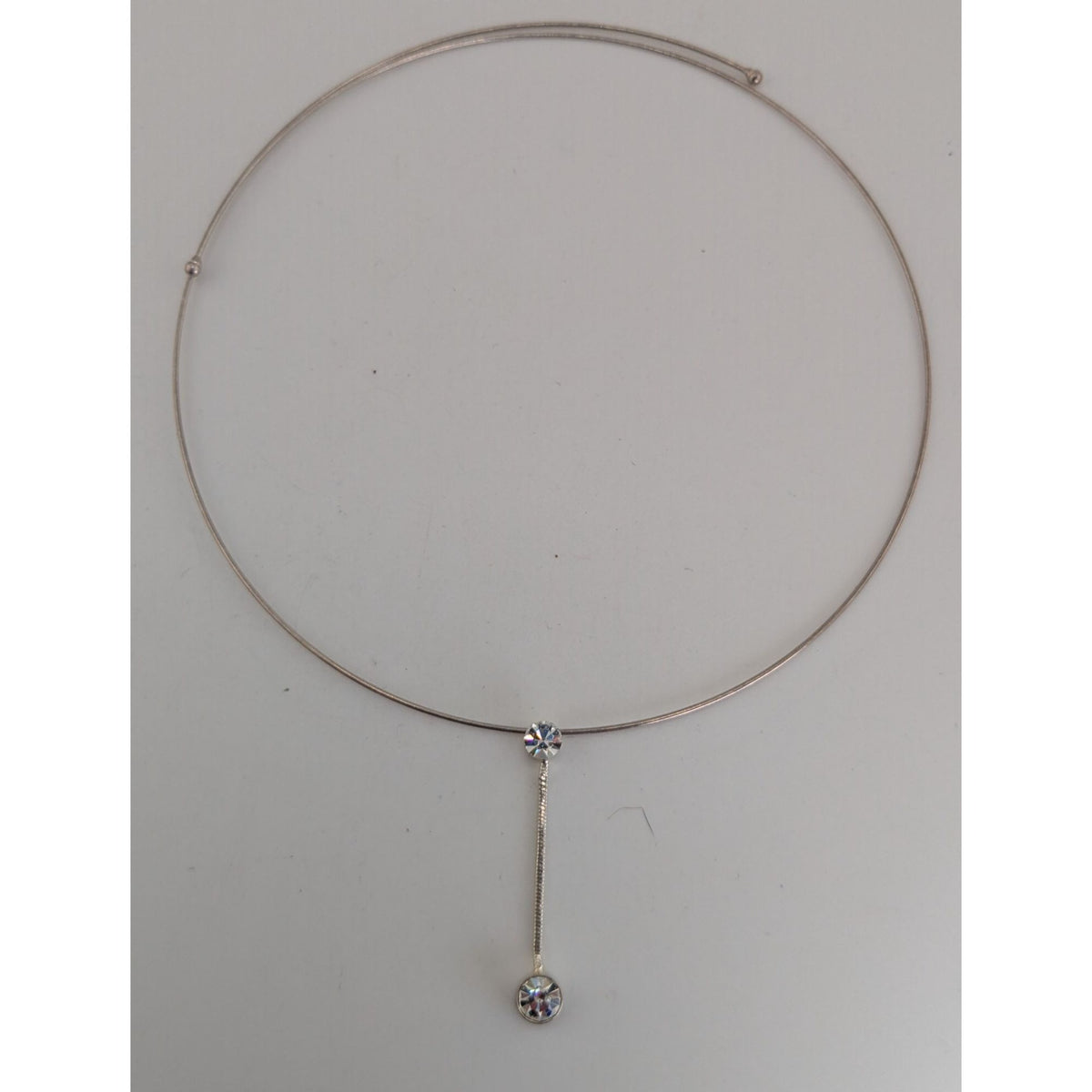 Minimalist Y2K Glam Rhinestone Drop Silver Tone Collar Necklace