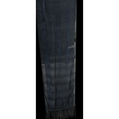 Joann Chaimson Blue Burnt Velvet Fringe Scarf Wrap 60x14 Inches With 5.5-Inch Fringe