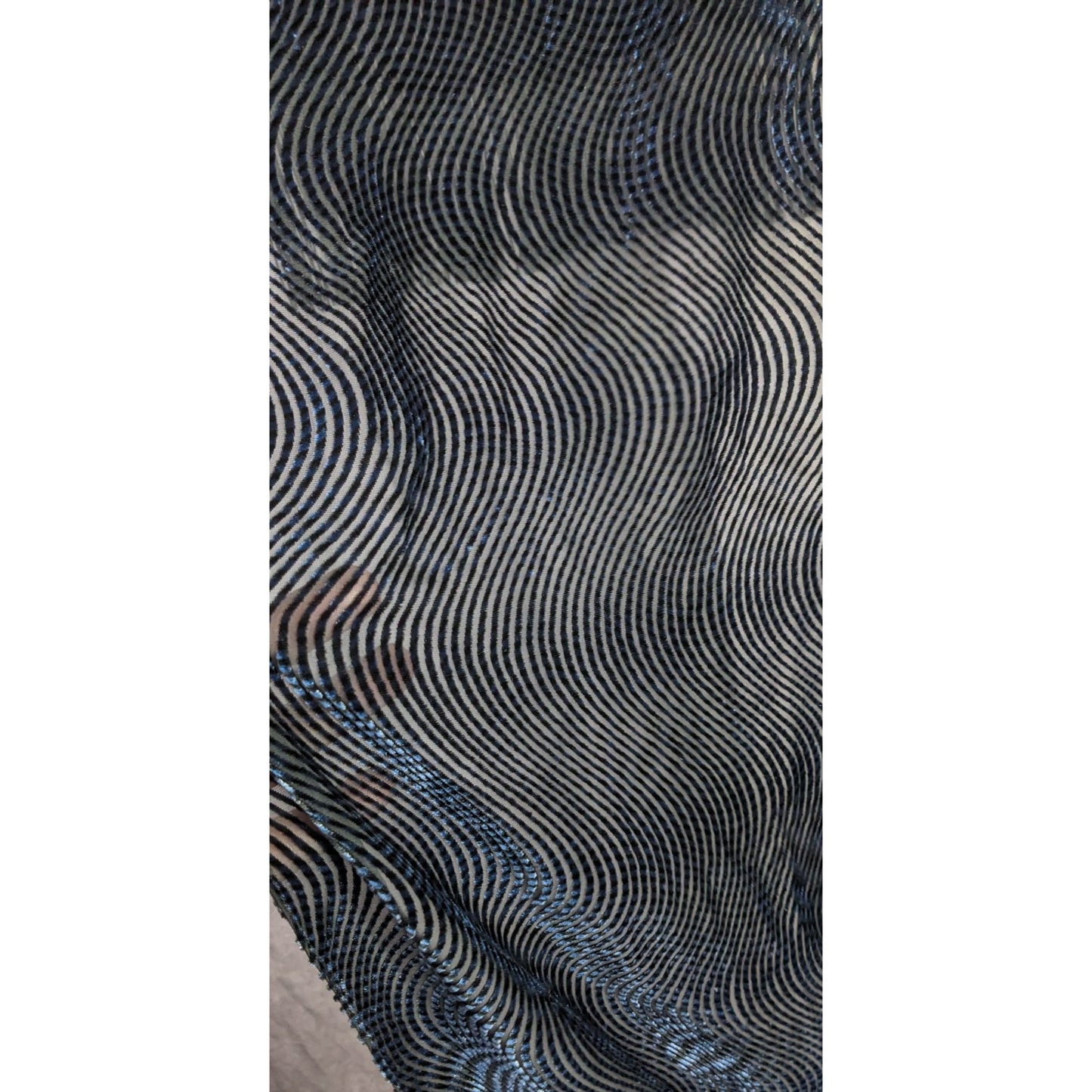 Joann Chaimson Blue Burnt Velvet Fringe Scarf Wrap 60x14 Inches With 5.5-Inch Fringe