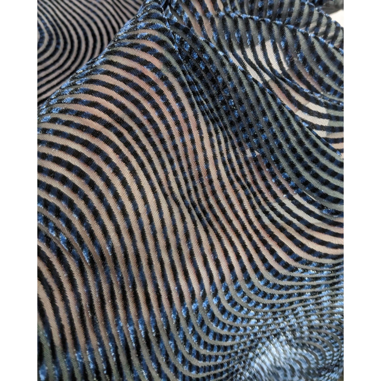Joann Chaimson Blue Burnt Velvet Fringe Scarf Wrap 60x14 Inches With 5.5-Inch Fringe