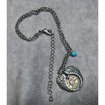 Angel Wing Faux Shotgun Shell Pendant Necklace