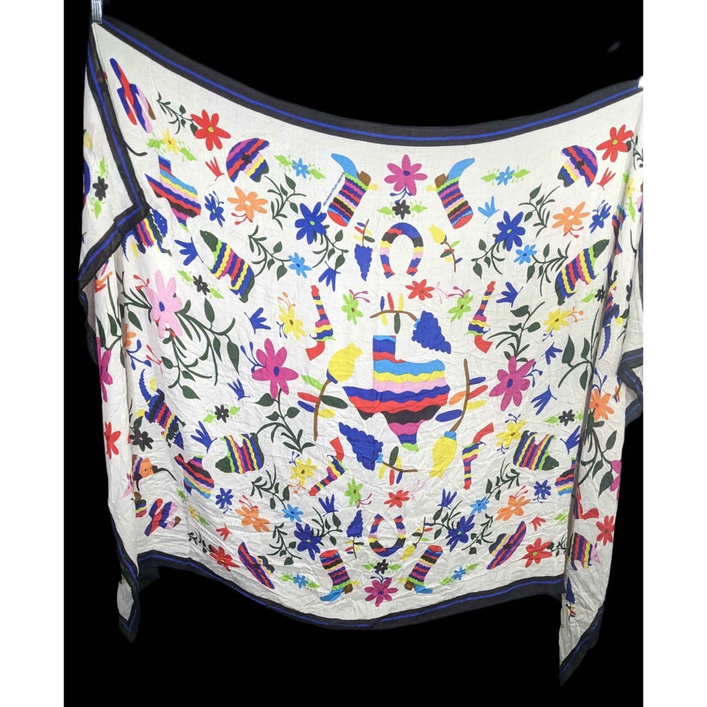 Texas-Themed Lightweight Scarf With Vibrant Floral & Animal Prints 73" x 40" By Spiritsnob