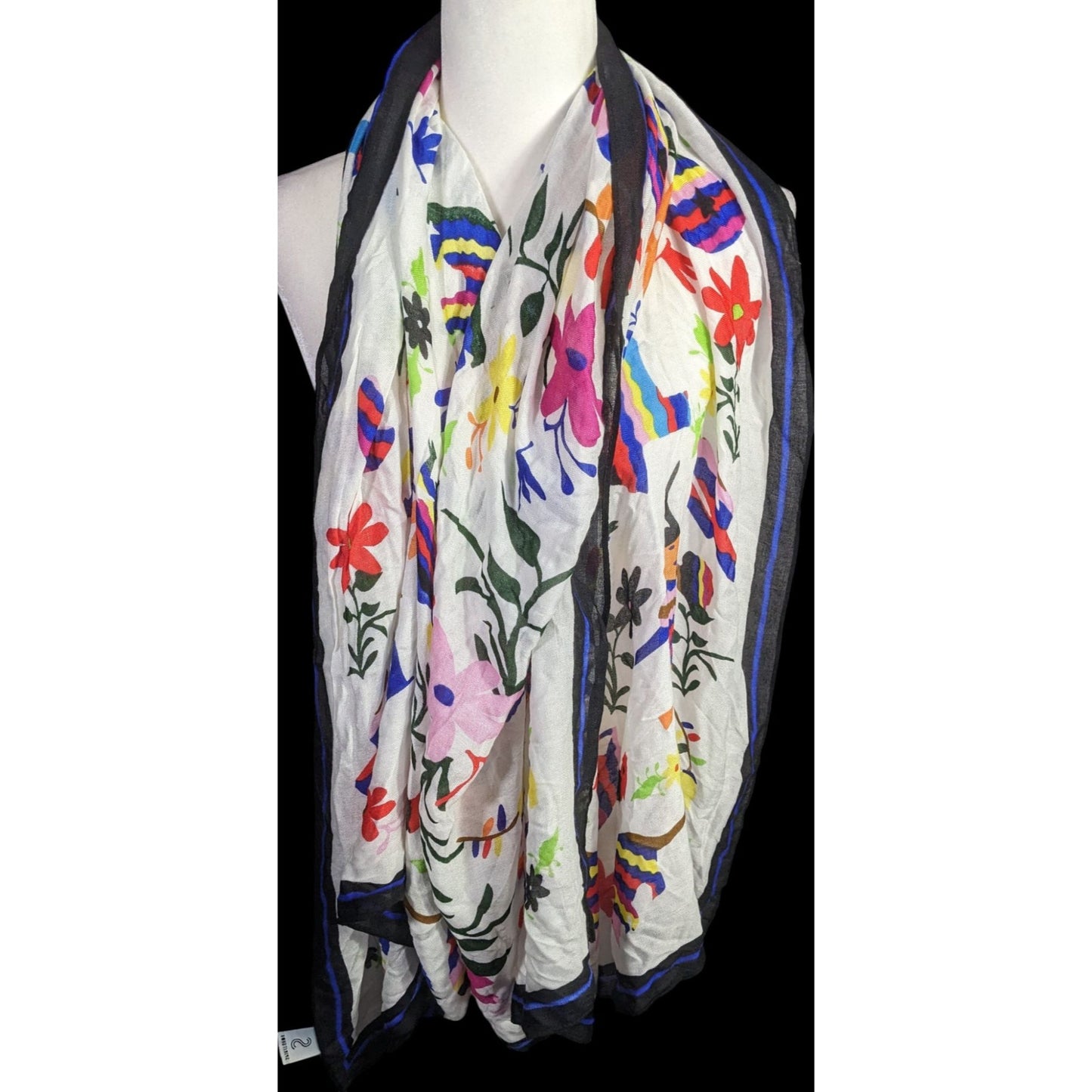 Texas-Themed Lightweight Scarf With Vibrant Floral & Animal Prints 73" x 40" By Spiritsnob