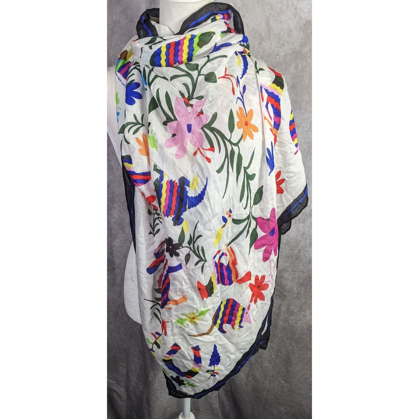 Texas-Themed Lightweight Scarf With Vibrant Floral & Animal Prints 73" x 40" By Spiritsnob