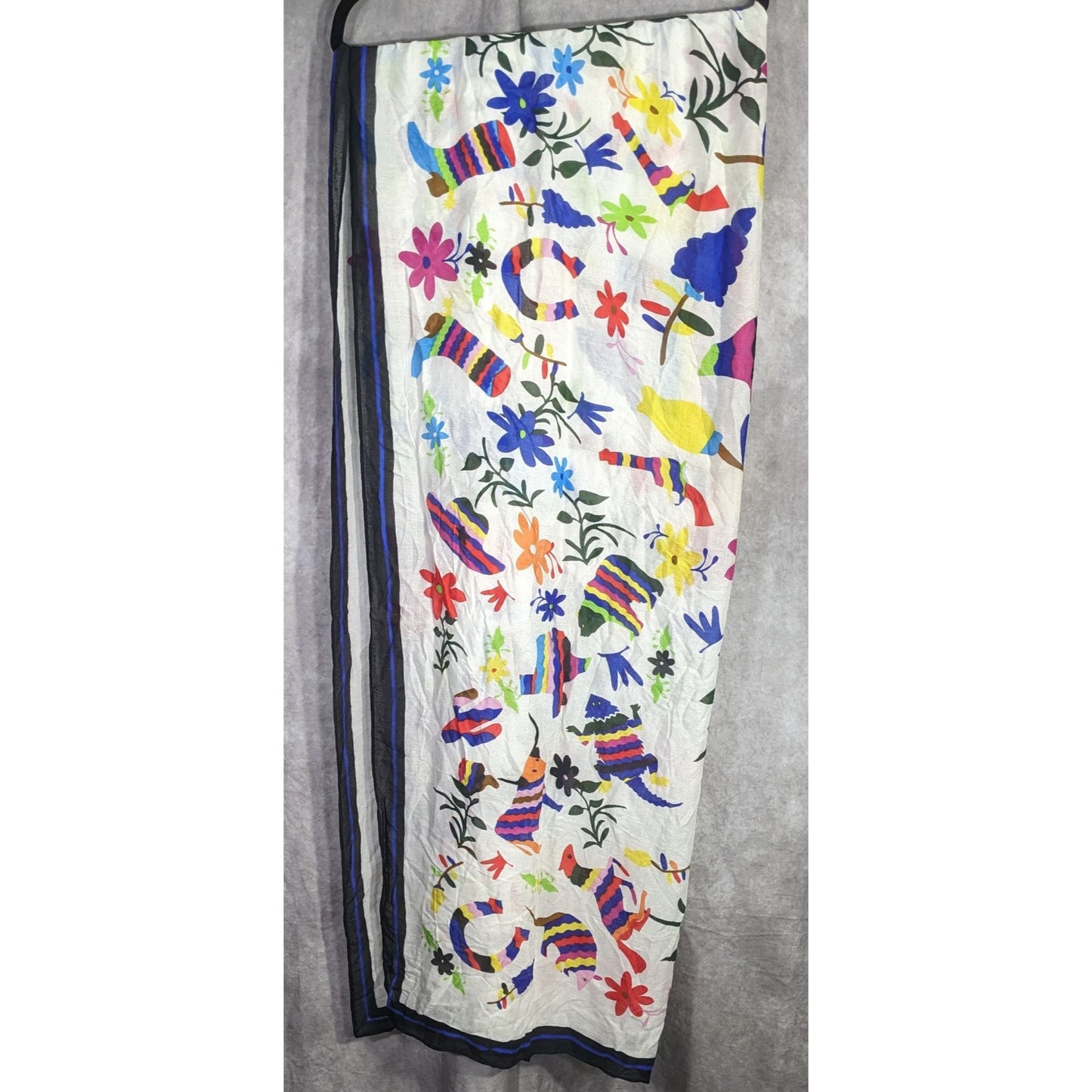 Texas-Themed Lightweight Scarf With Vibrant Floral & Animal Prints 73" x 40" By Spiritsnob