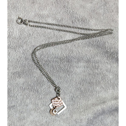 Dainty Copper & Silver Tone Geometric Pendant Necklace