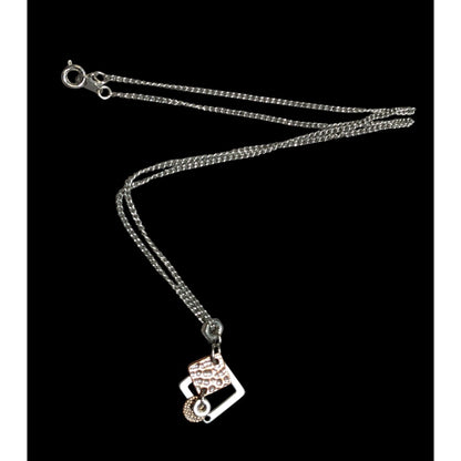 Dainty Copper & Silver Tone Geometric Pendant Necklace