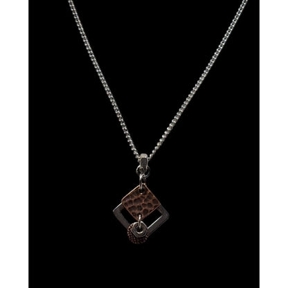 Dainty Copper & Silver Tone Geometric Pendant Necklace