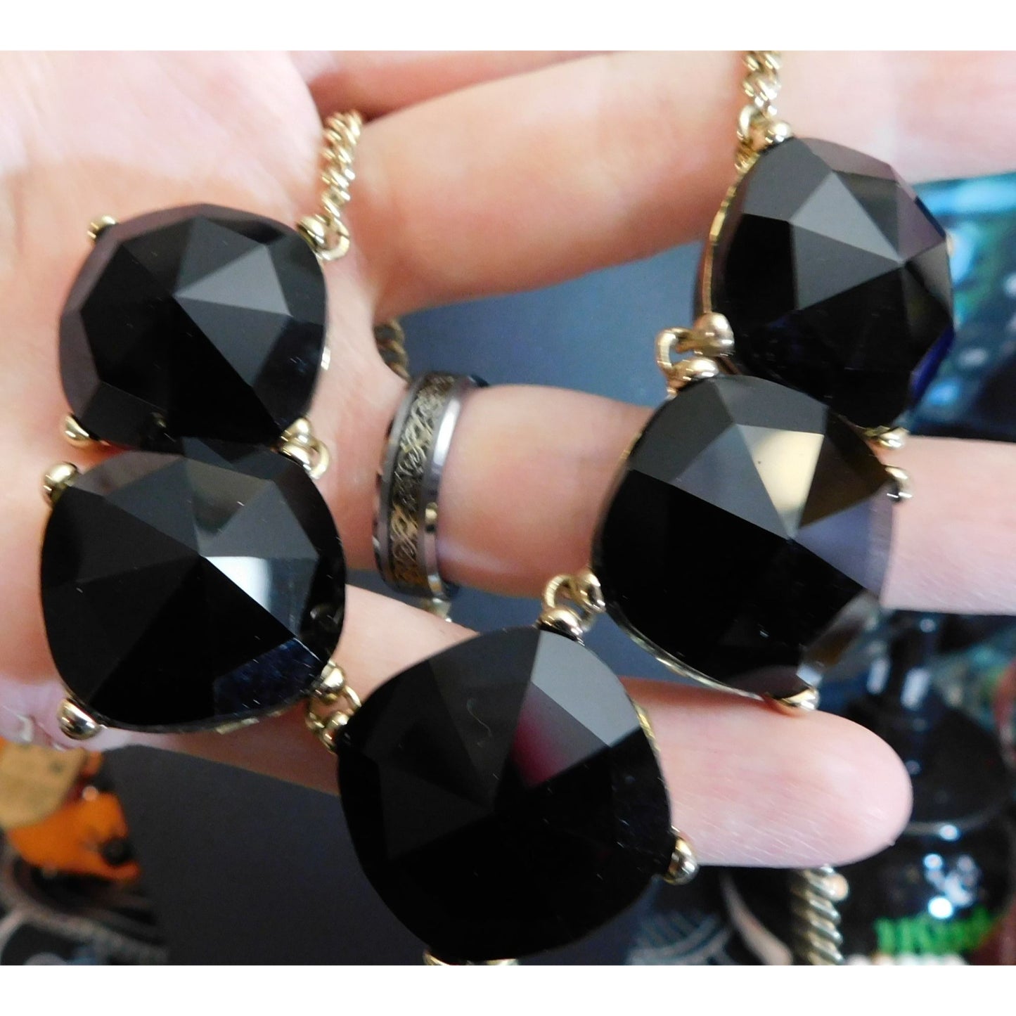 The Limited Corporate Goth Black And Gold Tone Statement Necklace