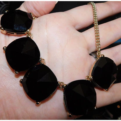 The Limited Corporate Goth Black And Gold Tone Statement Necklace