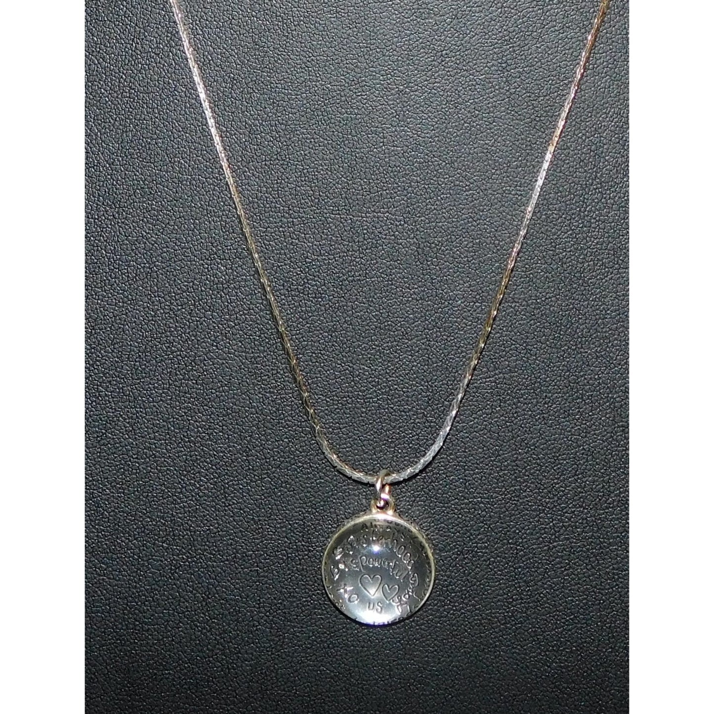 Always Sisters Always Friends Domed Silver Tone Pendant Necklace