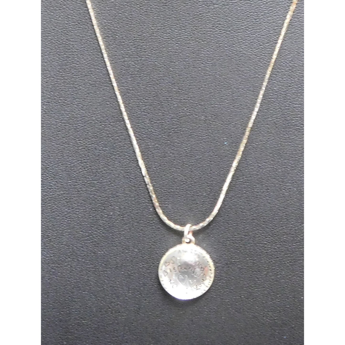 Always Sisters Always Friends Domed Silver Tone Pendant Necklace