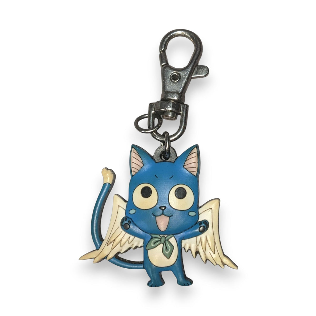 Fairy Tail Anime Happy Blue PVC Winged Cat Keychain 3 Inch Preowned