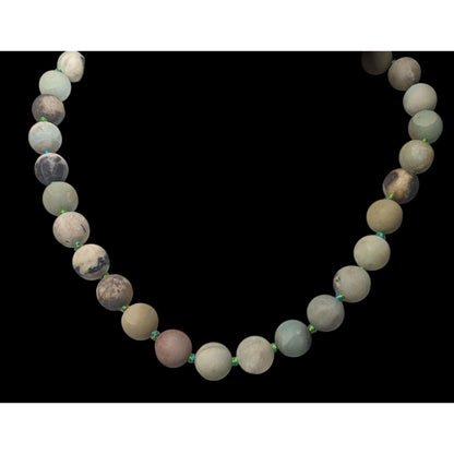 Natural Amazonite Hand Knotted Matte Finish Beaded Necklace