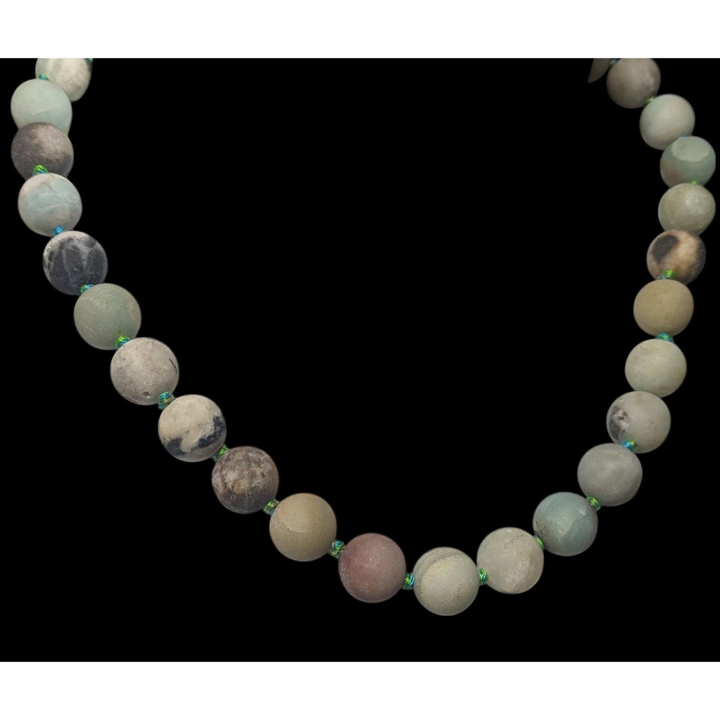 Natural Amazonite Hand Knotted Matte Finish Beaded Necklace