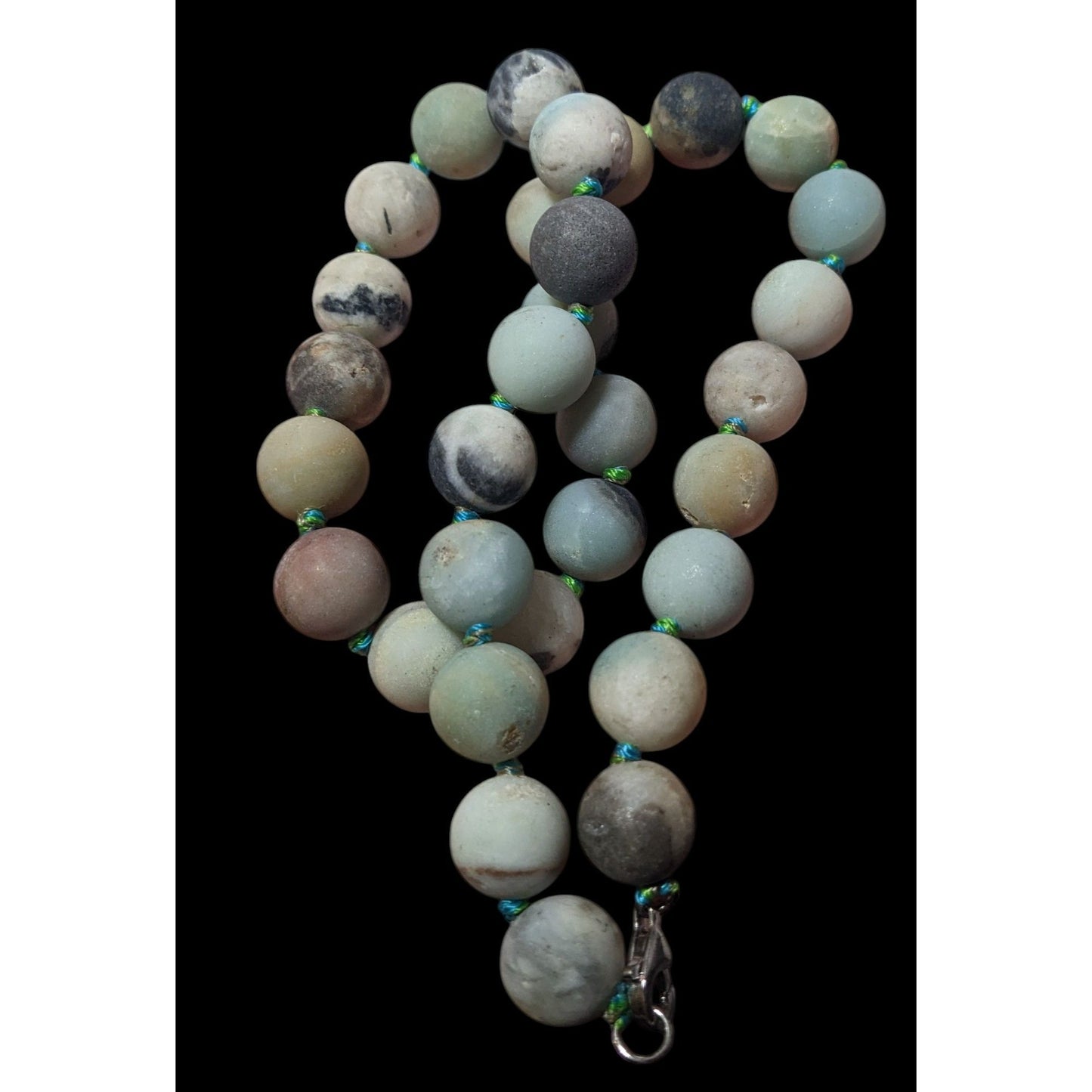 Natural Amazonite Hand Knotted Matte Finish Beaded Necklace