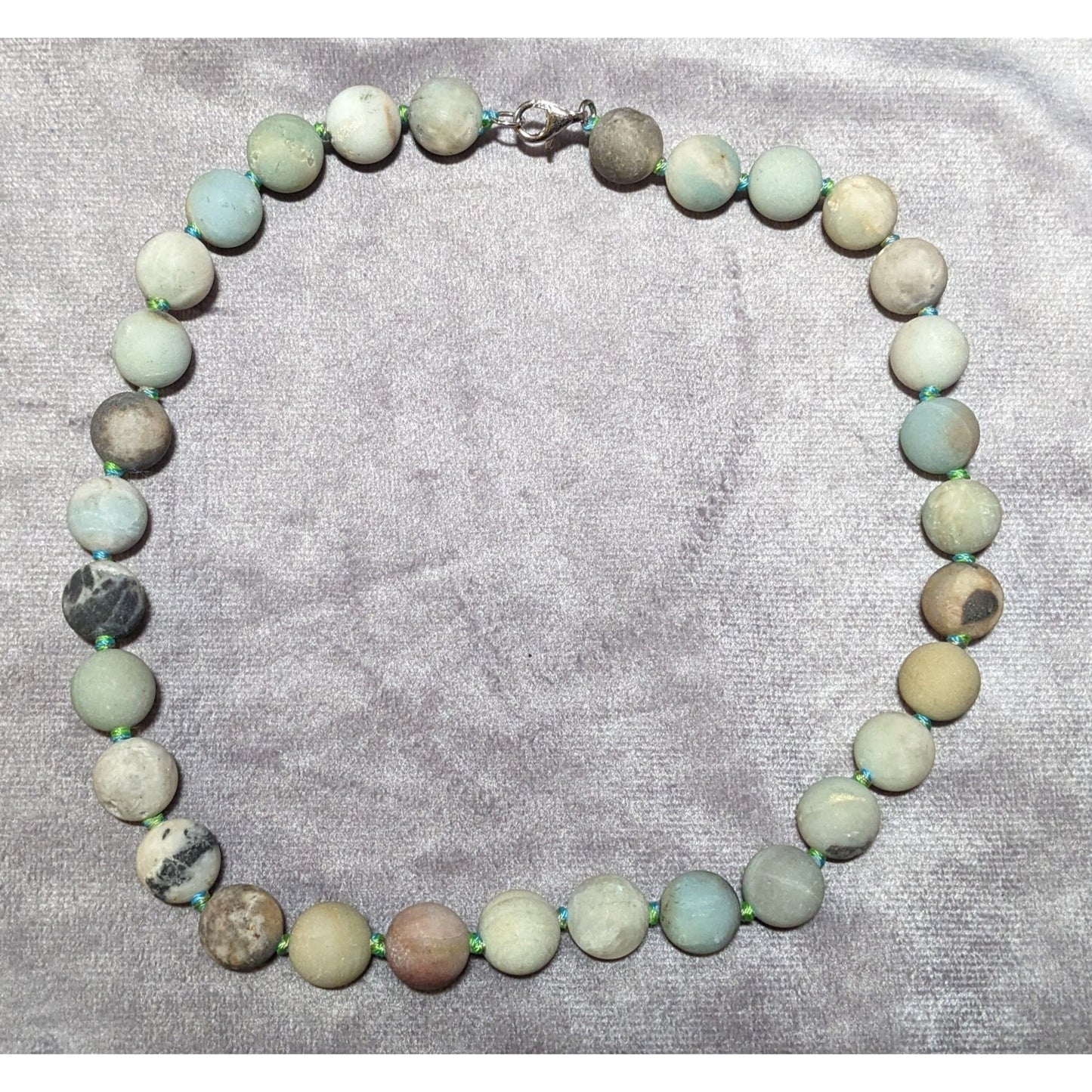 Natural Amazonite Hand Knotted Matte Finish Beaded Necklace