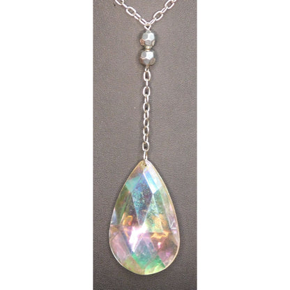 Vintage Fantasy Oversized Rainbow Teardrop Y Necklace