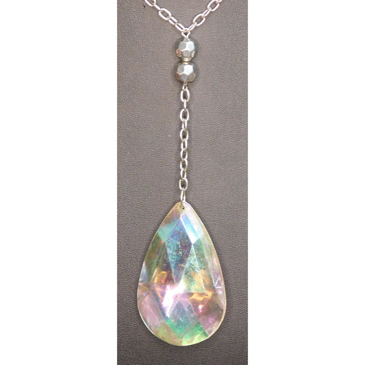 Vintage Fantasy Oversized Rainbow Teardrop Y Necklace