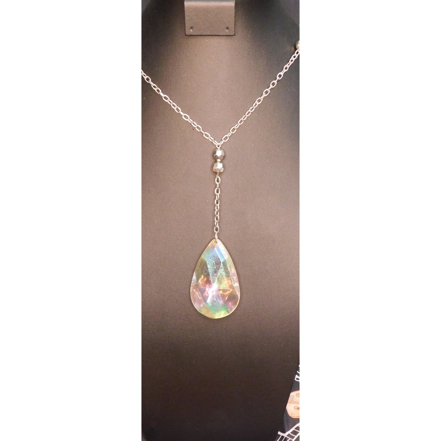 Vintage Fantasy Oversized Rainbow Teardrop Y Necklace