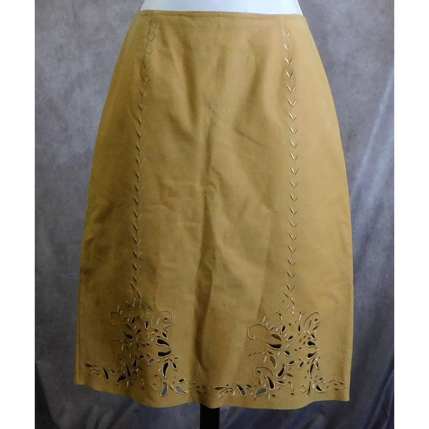 Vintage Carlisle Embroidered Leather Skirt