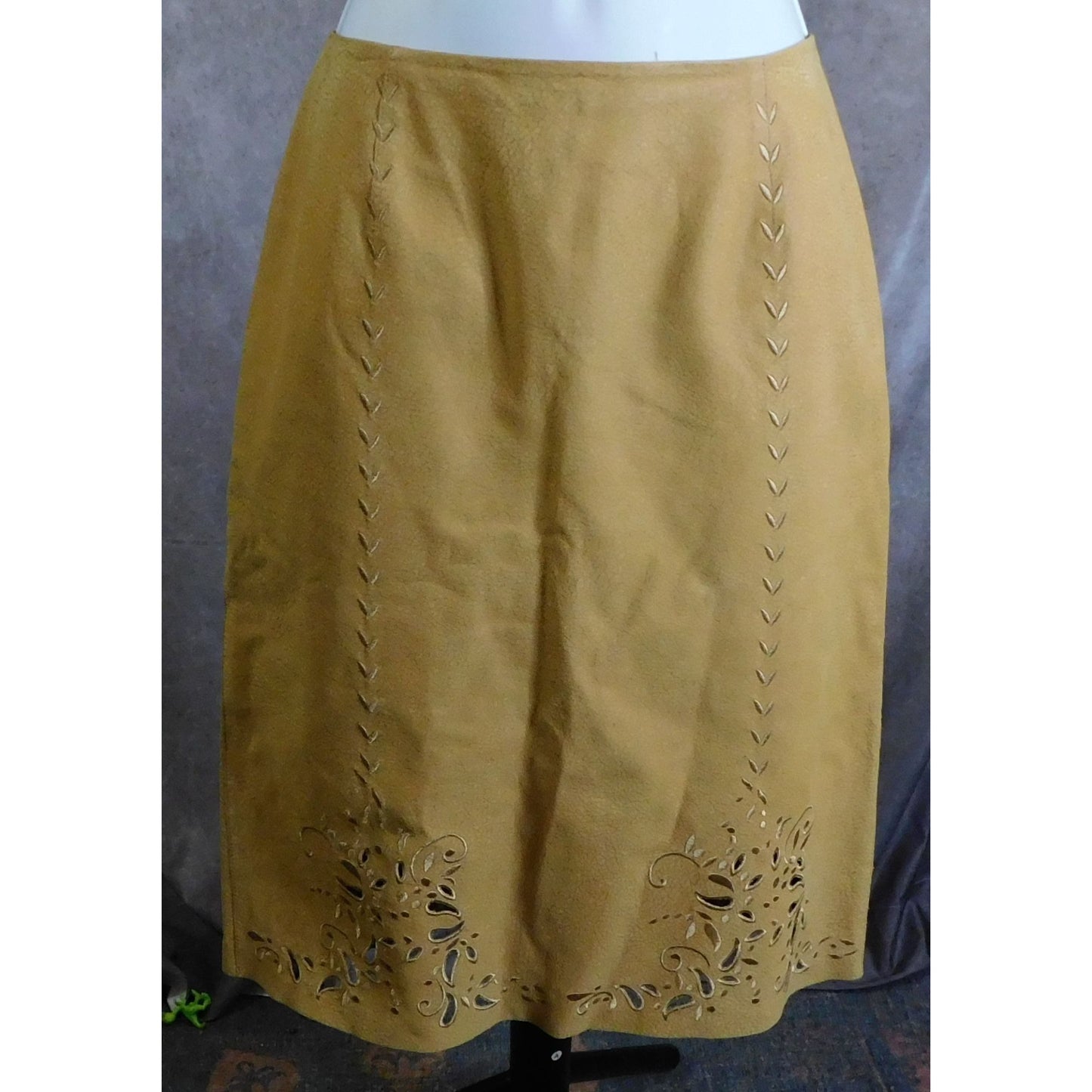 Vintage Carlisle Embroidered Leather Skirt