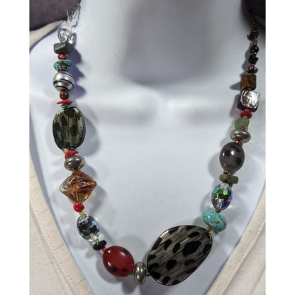 Handmade Rainbow Gemstone And Glass Beaded Necklace