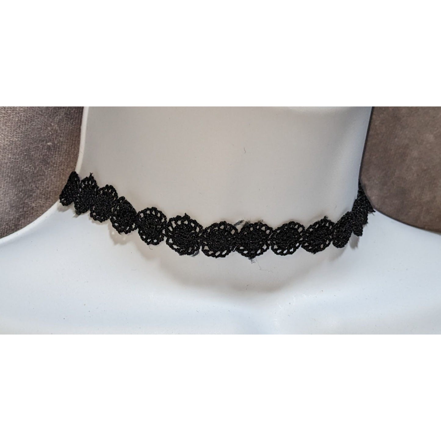 Black Crochet Lace Choker Necklace With Adjustable Lobster Clasp 13 Inches + 3 Inch Extender Gothic Vintage-Inspired Jewelry
